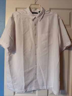 Cubavera Men’s White Textured Button Down Short Sleeve Shirt Size XL